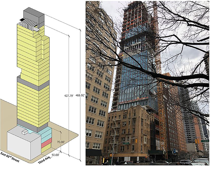 massing diagram and image of 1059 Third Avenue site